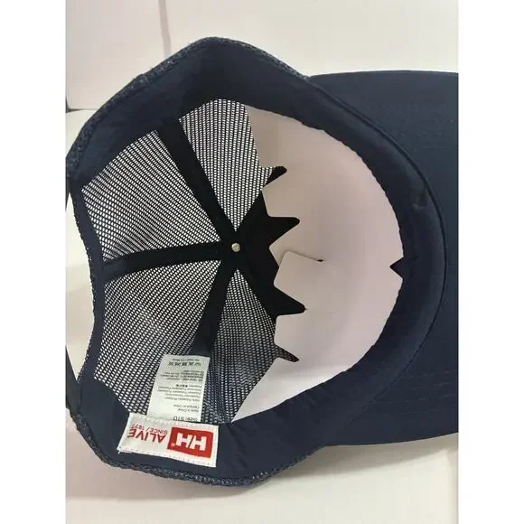 Helly Hansen A-Frame Cabin Logo Trucker Hat Navy Mesh Snapback Outdoor Hiking - Picture 6 of 8